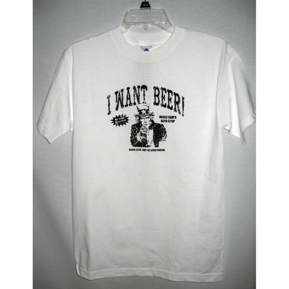 I WANT BEER T Shirt "Drink til they're Good Looking" Uncle Sam Funny - Picture 2 of 2